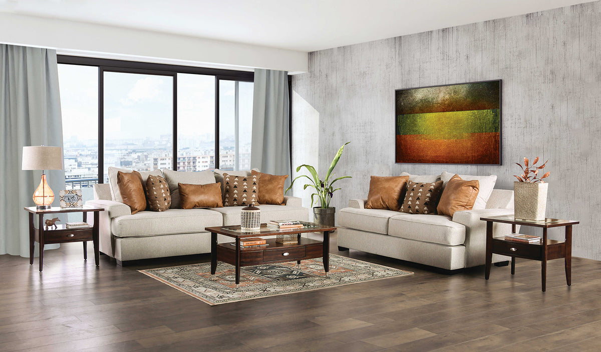 New Meadows Sand/Caramel Transitional Living Room Set