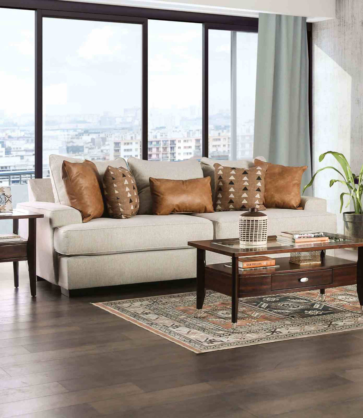 New Meadows Sand/Caramel Transitional Living Room Set