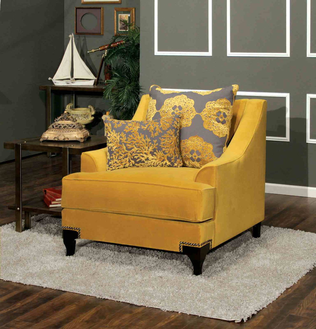 Viscontti Gold/Gray Traditional Living Room Set