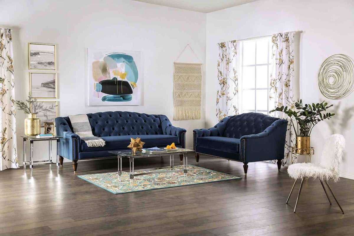 Martinique Blue Transitional Living Room Set