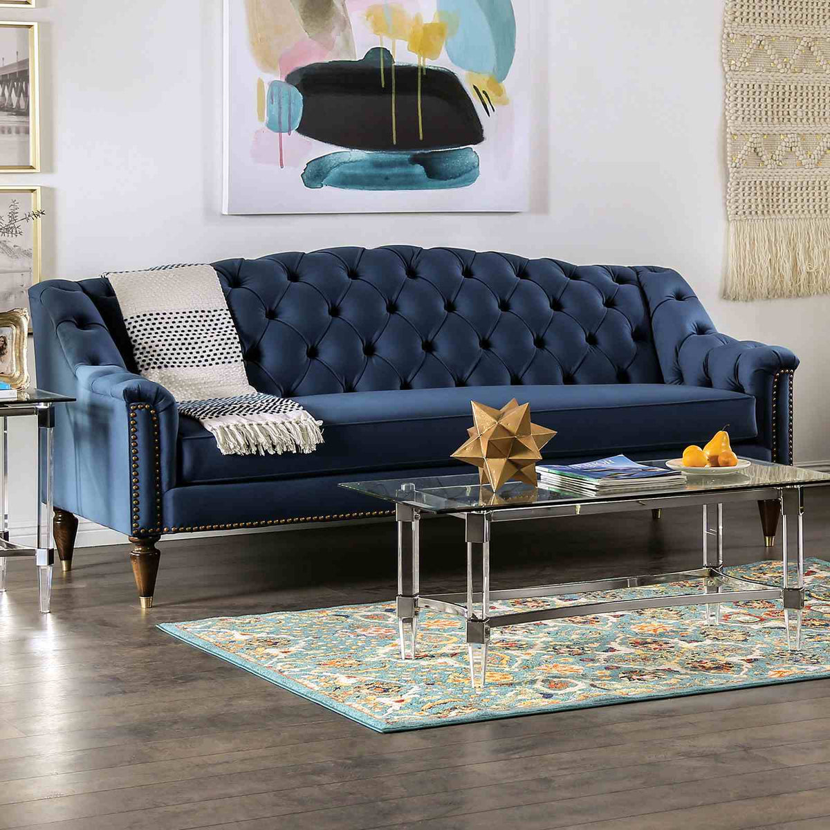 Martinique Blue Transitional Living Room Set