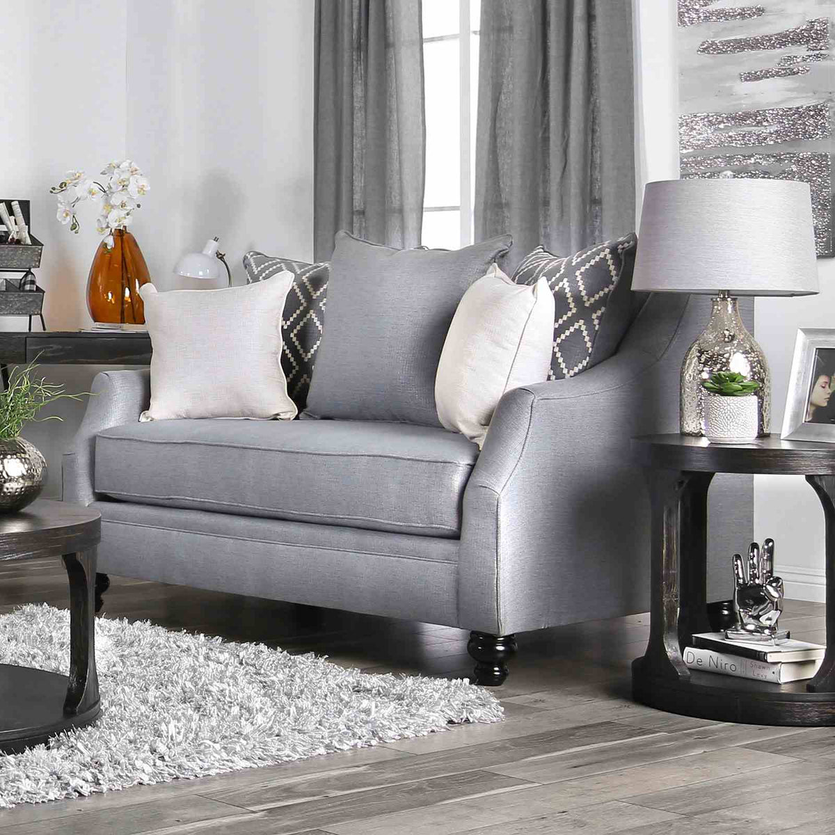 Nefyn Gray Transitional Living Room Set