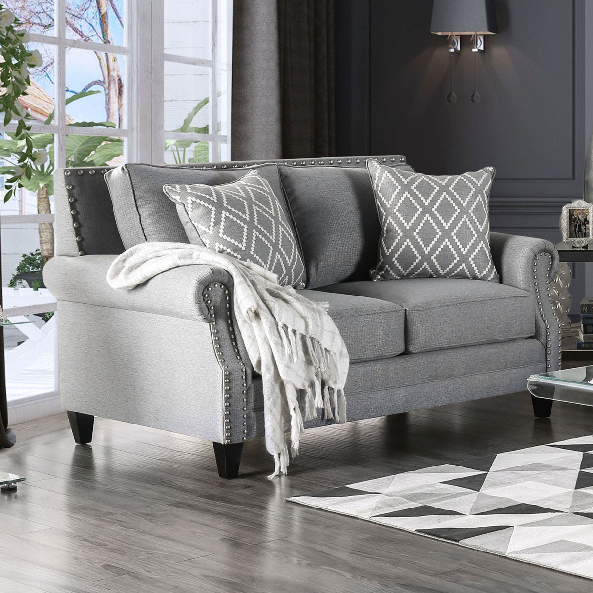 Giovanni Gray Transitional Living Room Set
