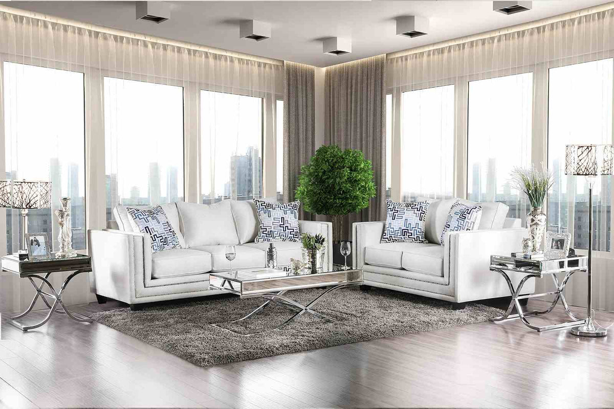 Ilse Off-White/Blue Loveseat