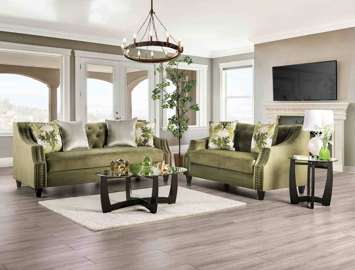 Kaye Green Transitional Living Room Set