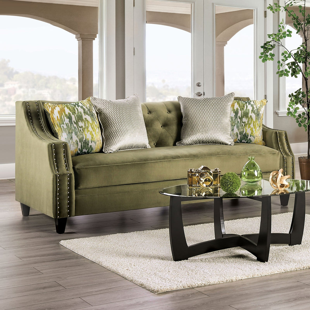 Kaye Green Transitional Living Room Set
