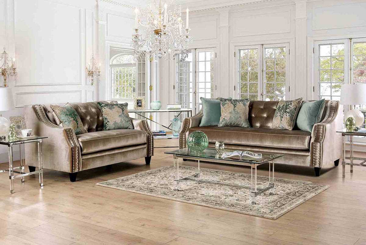 Elicia Champagne/Turquoise Loveseat