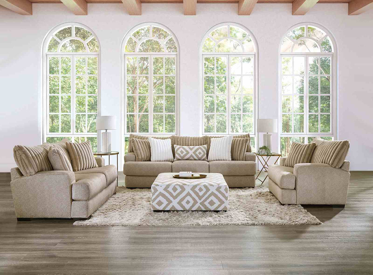 Loughlin Light Light Brown/Ivory Transitional Living Room Set