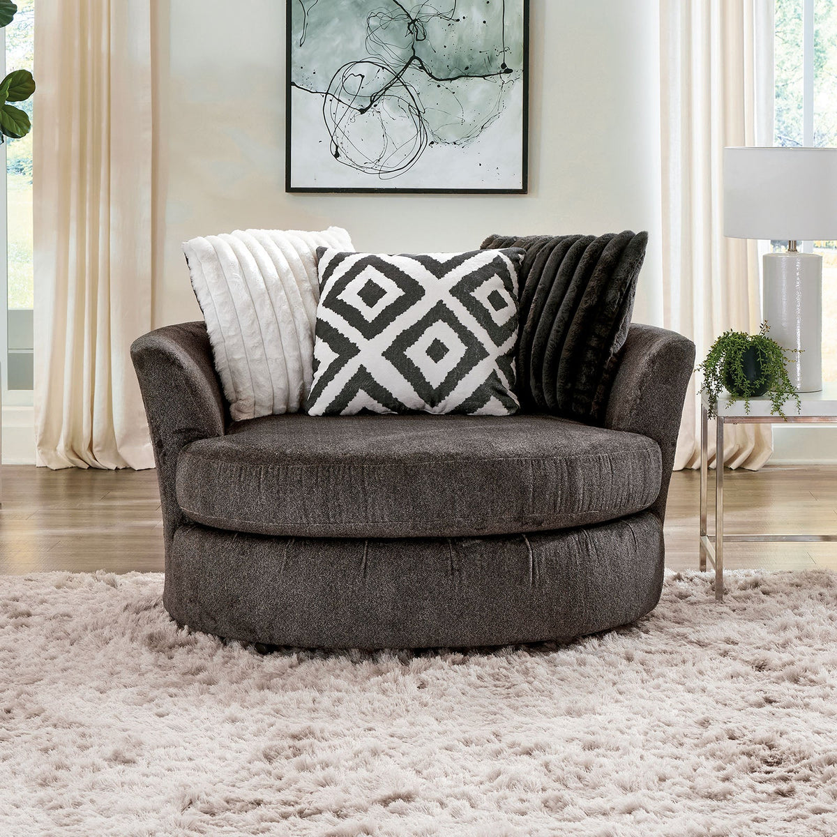 Loughlin Gun Metal Swivel Chair