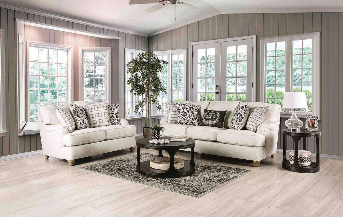 Mossley Ivory Transitional Living Room Set