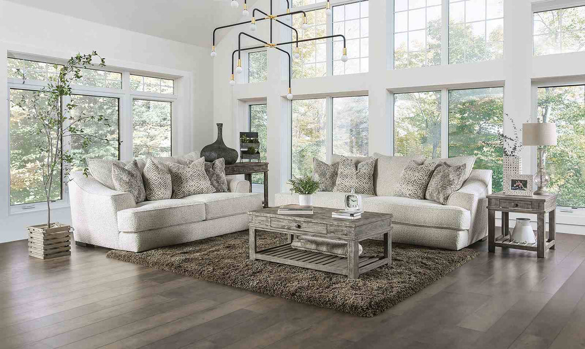 Moorpark Off-White Contemporary Living Room Set