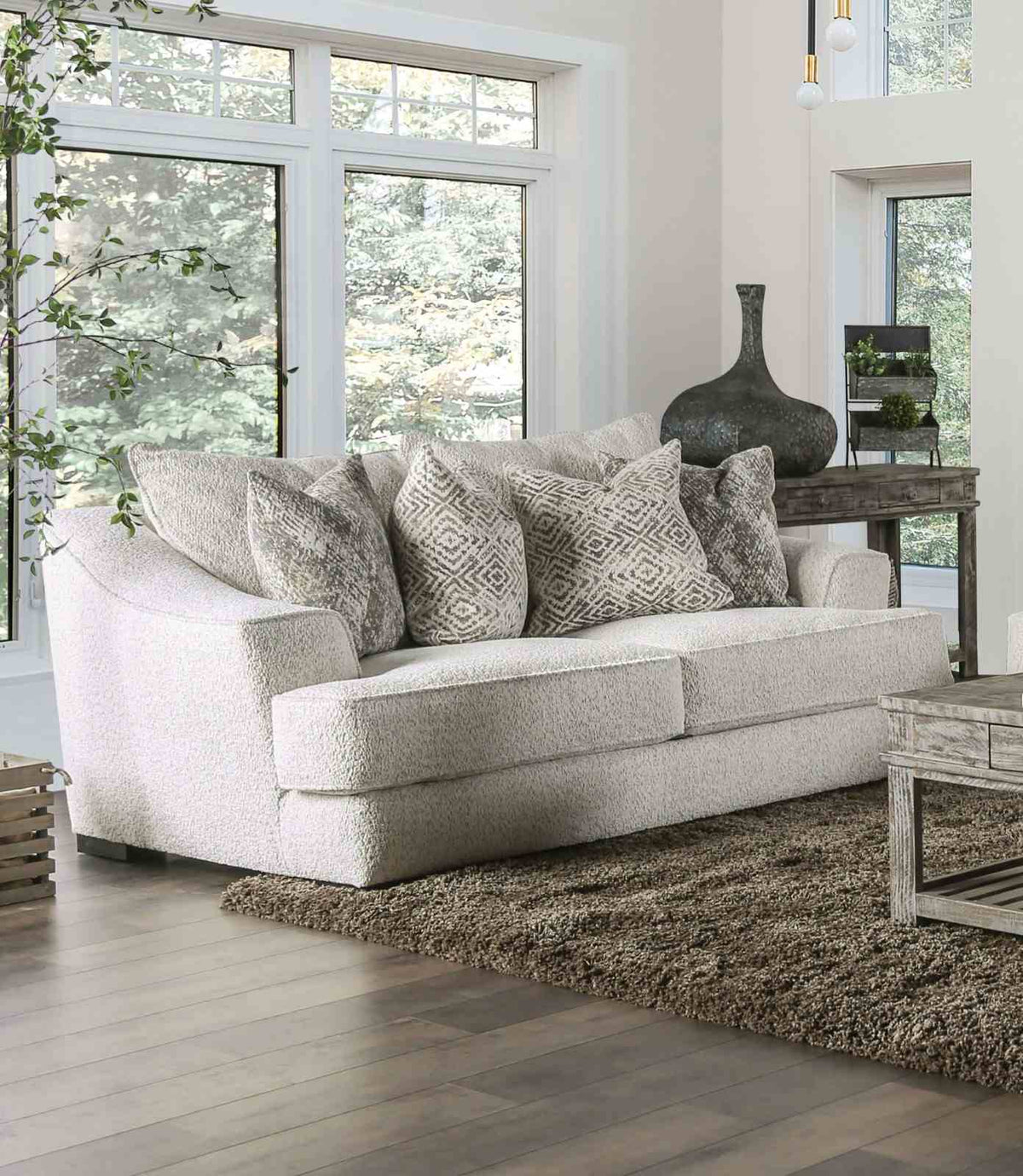 Moorpark Off-White Contemporary Living Room Set
