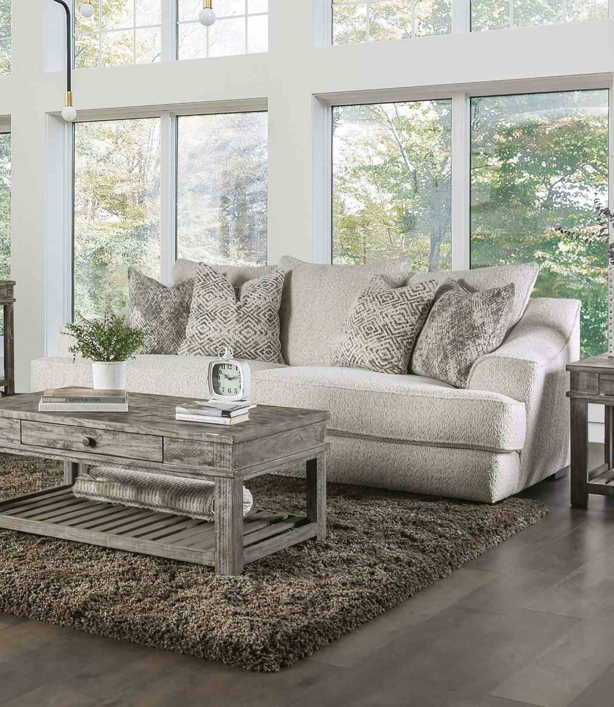 Moorpark Off-White Contemporary Living Room Set