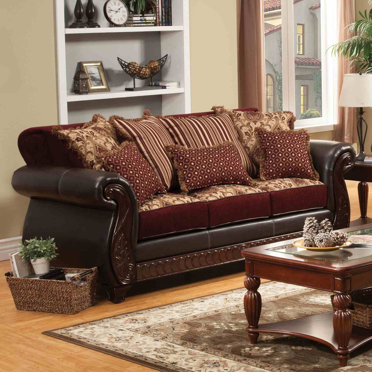 Franklin Burgundy/Espresso Sofa