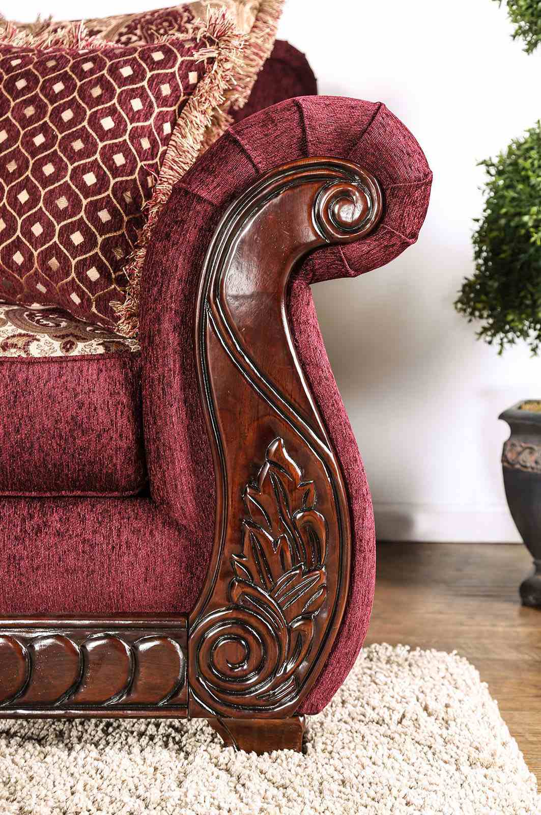 Tabitha Wine/Gold Traditional Living Room Set