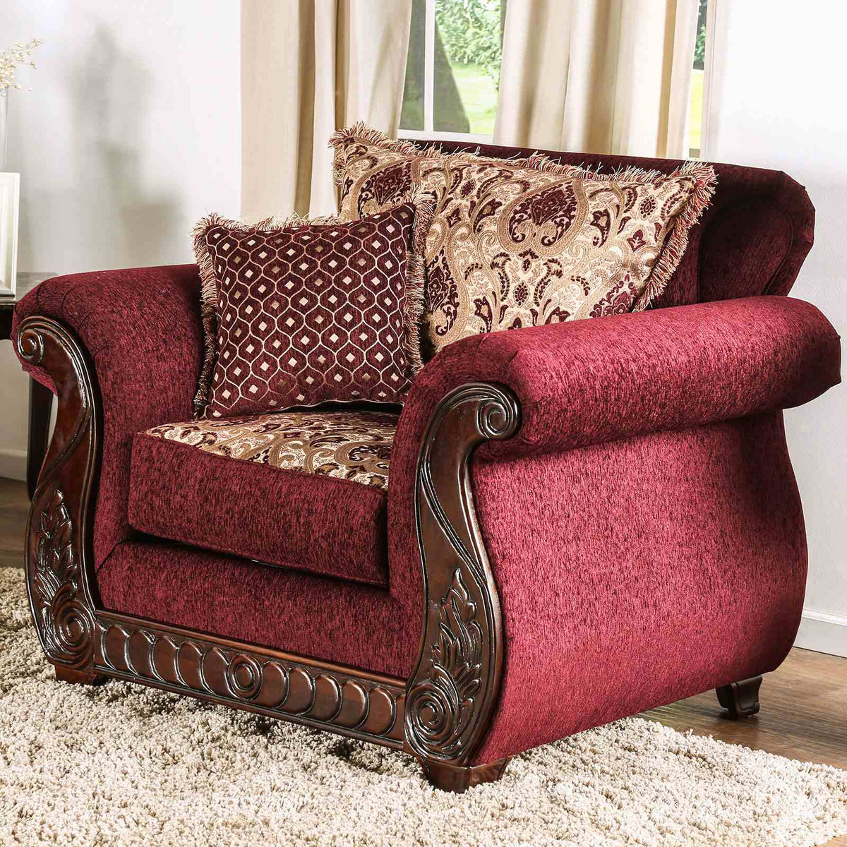 Tabitha Wine/Gold Traditional Living Room Set