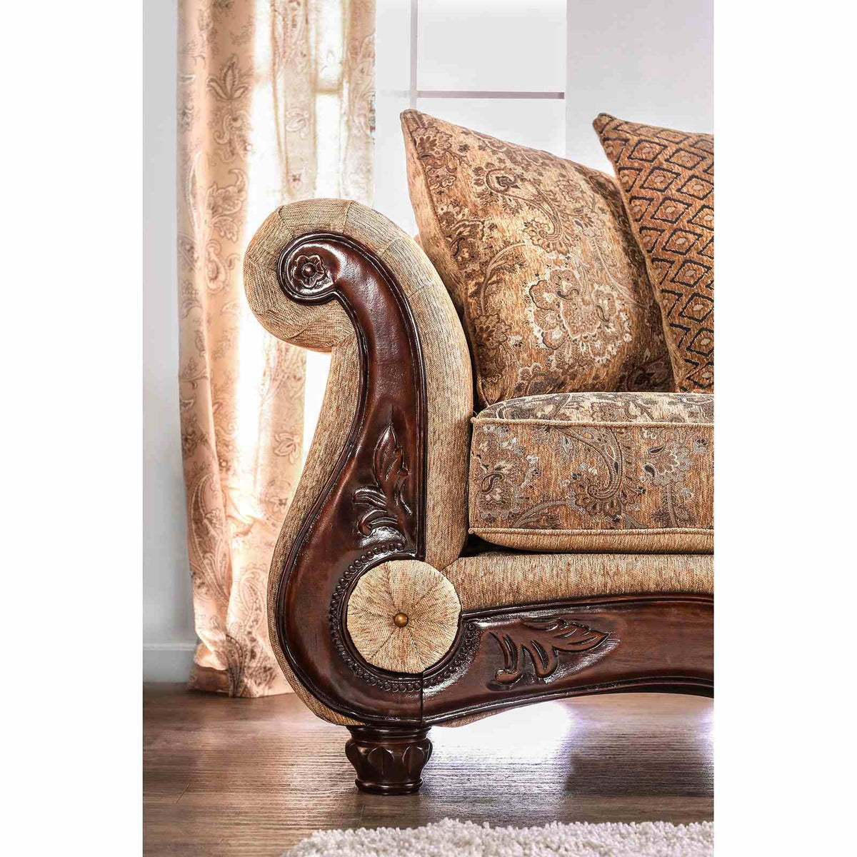 Nicanor Tan/Gold Sofa