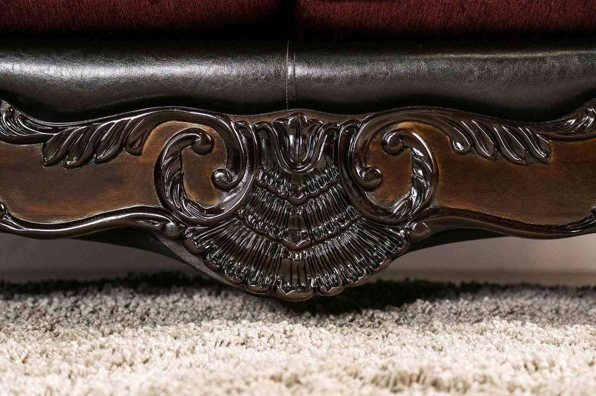 Quirino Burgundy/Dark Brown Traditional Living Room Set