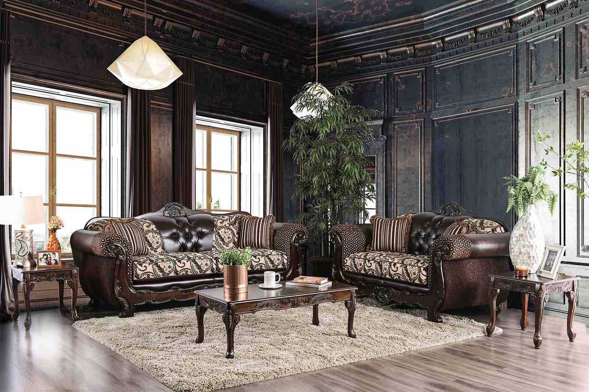 Quirino Light Brown/Dark Brown Traditional Living Room Set