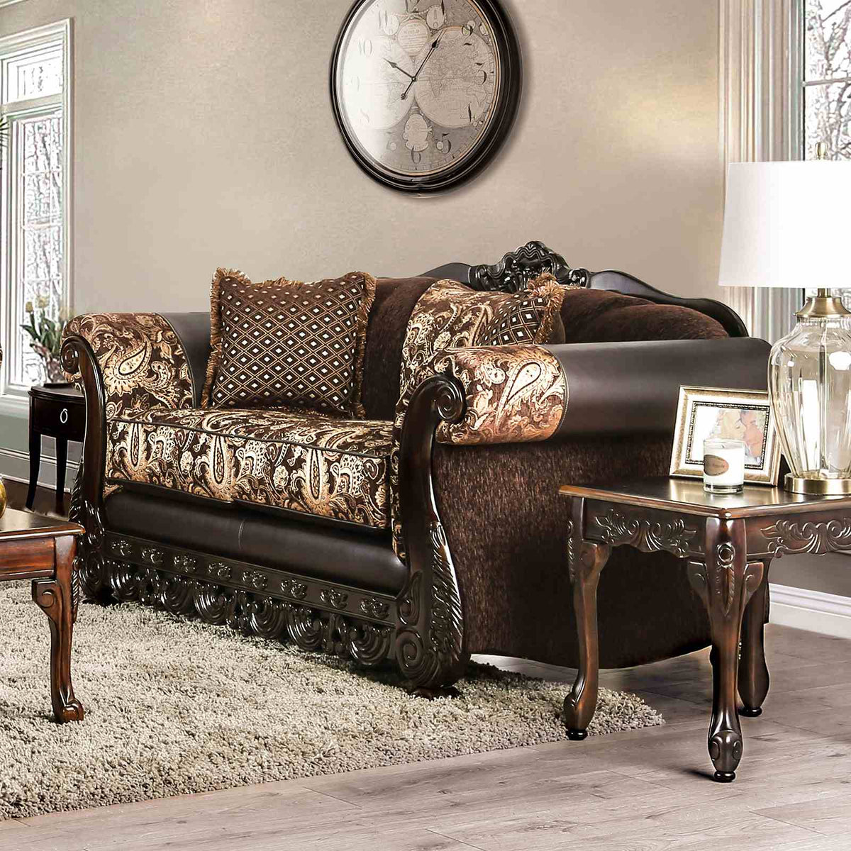 Newdale Brown/Gold Traditional Living Room Set