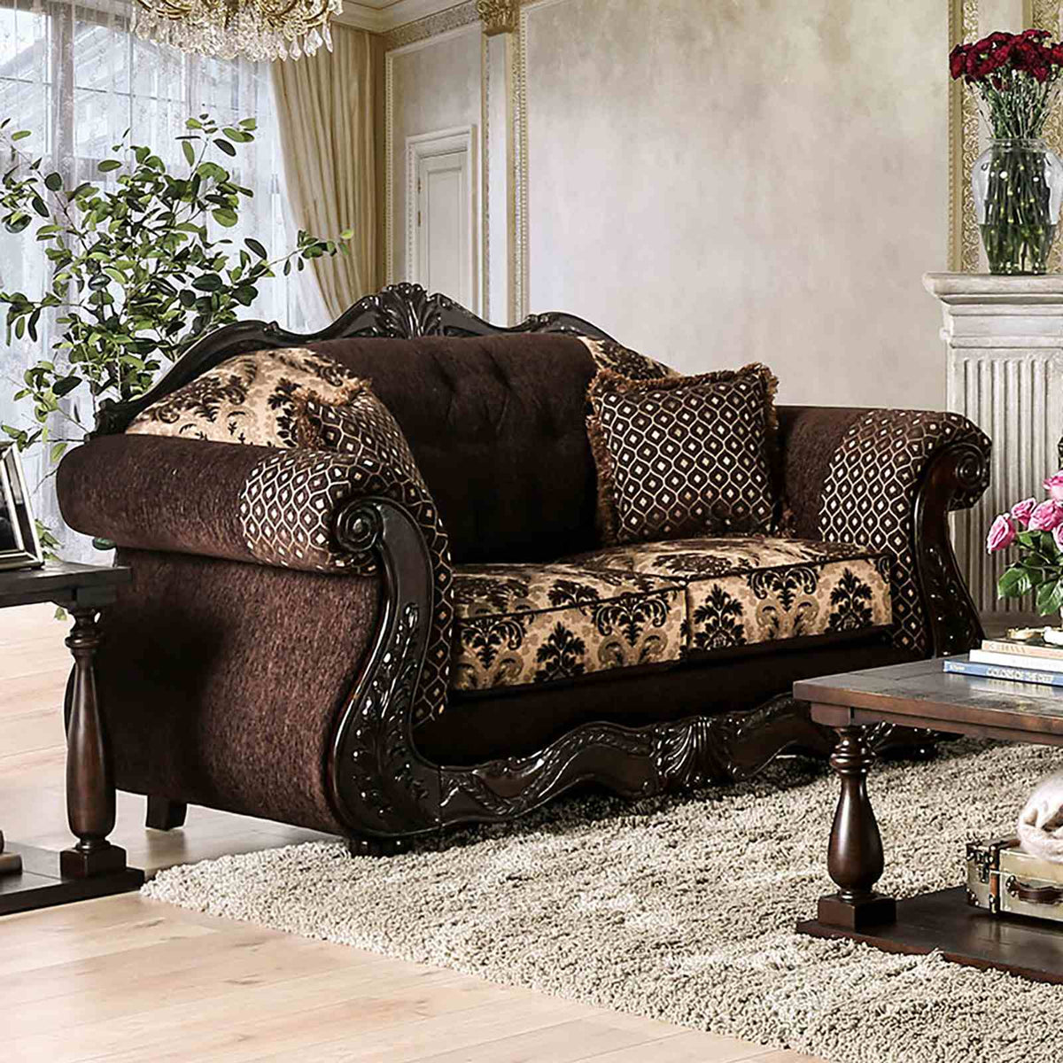 Ronja Dark Brown Traditional Living Room Set