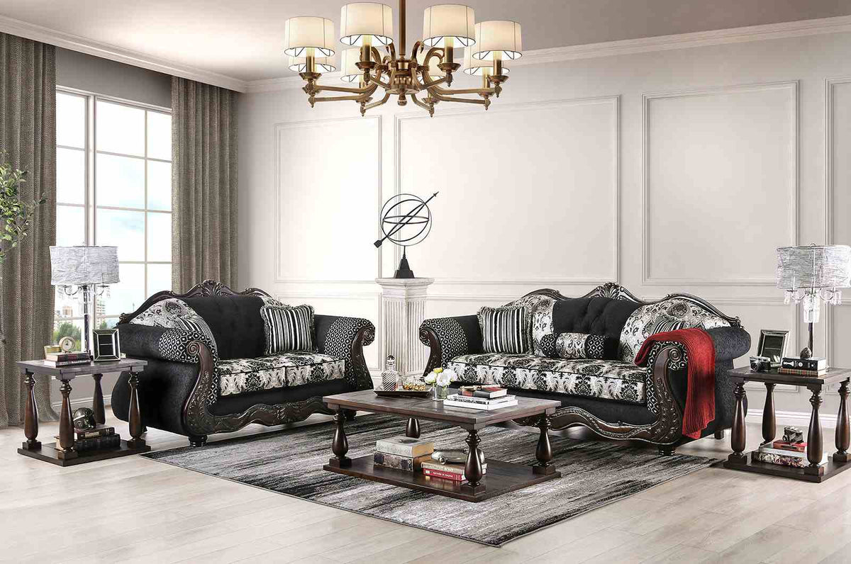Ronja Black Traditional Living Room Set