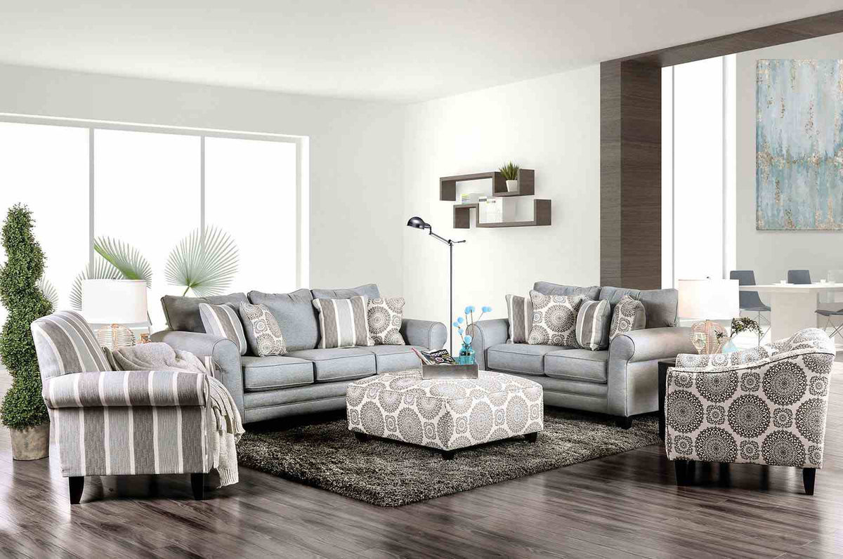 Misty Blue Gray Transitional Living Room Set