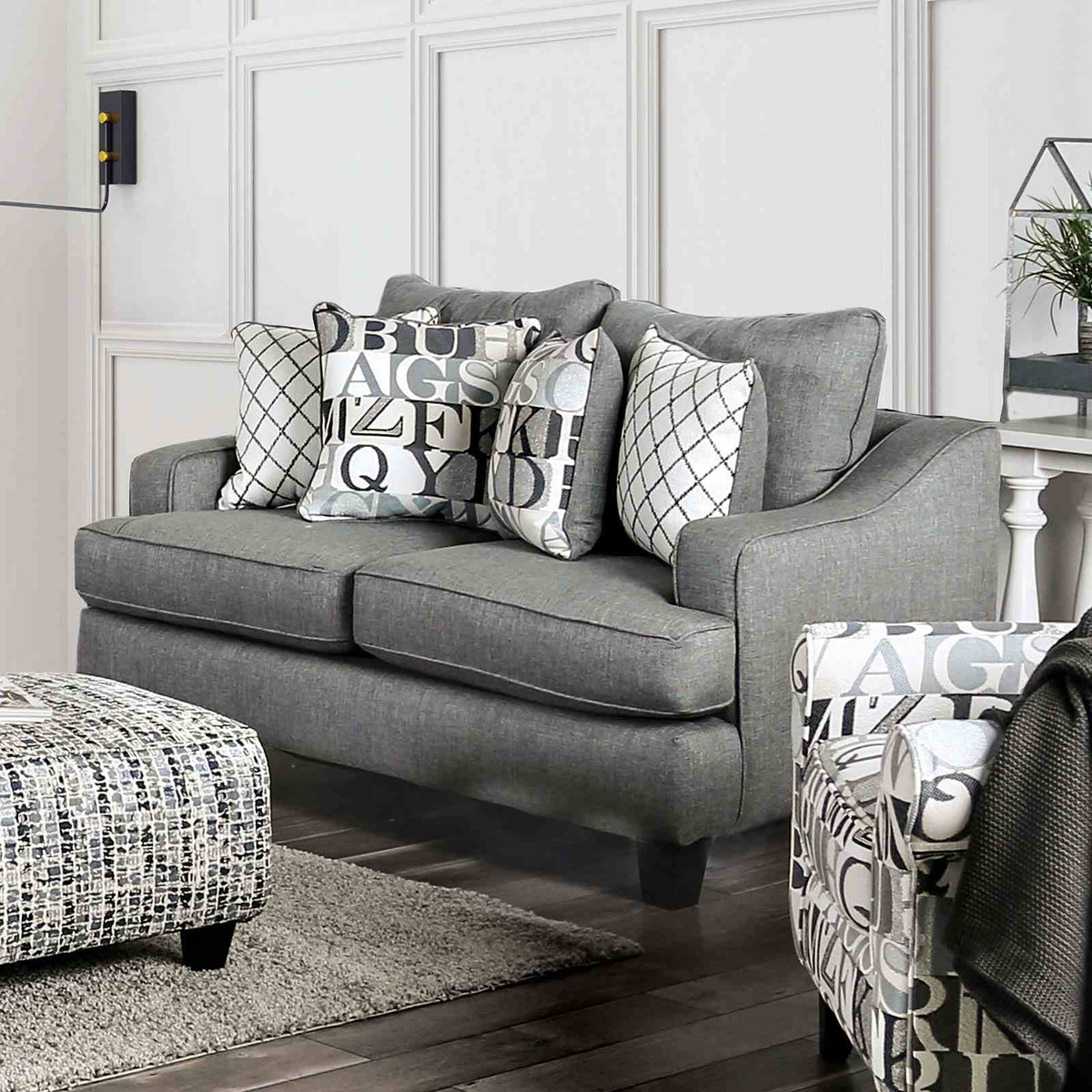 Verne Bluish Gray Transitional Living Room Set
