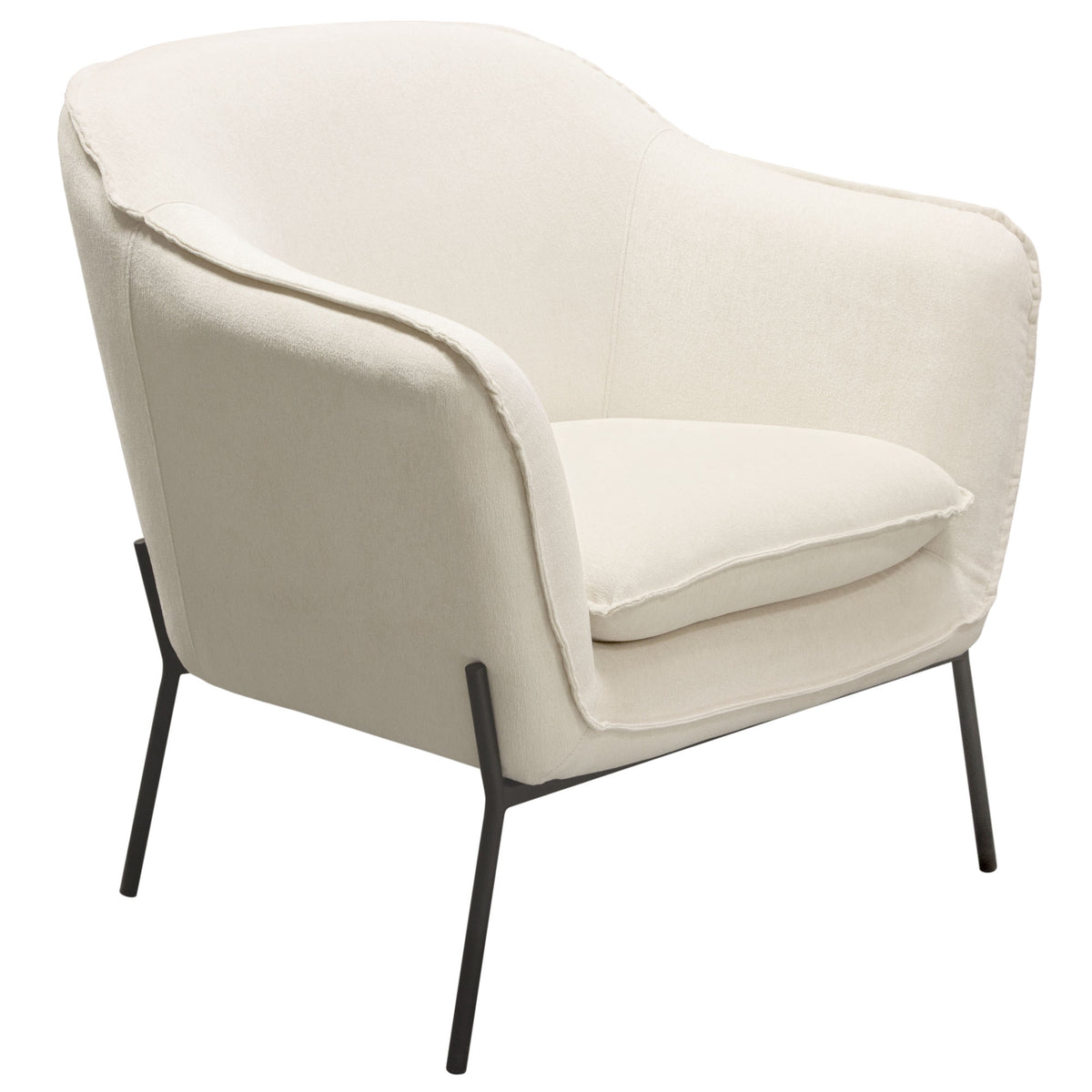 Status Accent Chair in Cream Fabric with Black Powder Coated Metal Leg