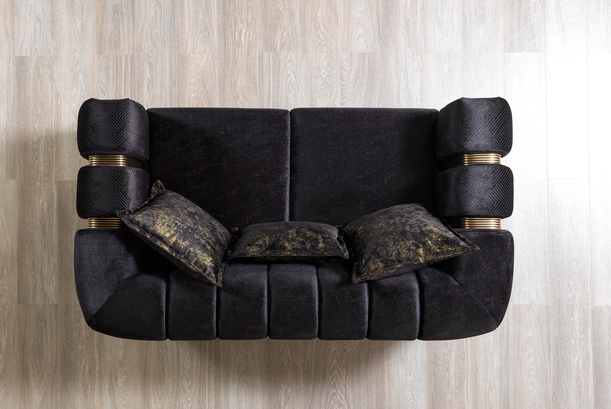 Santana Black Velvet Loveseat