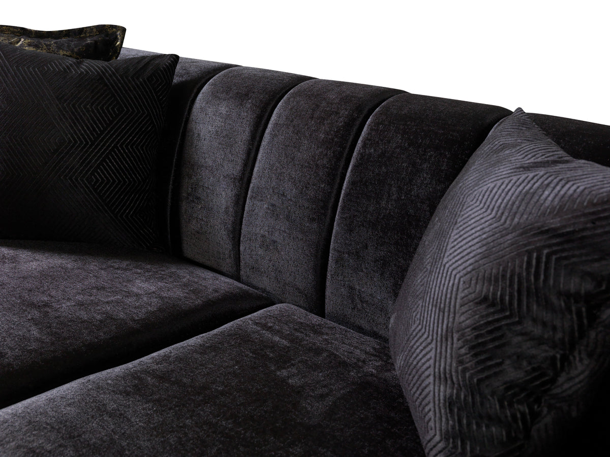 Santana Black Velvet Sofa