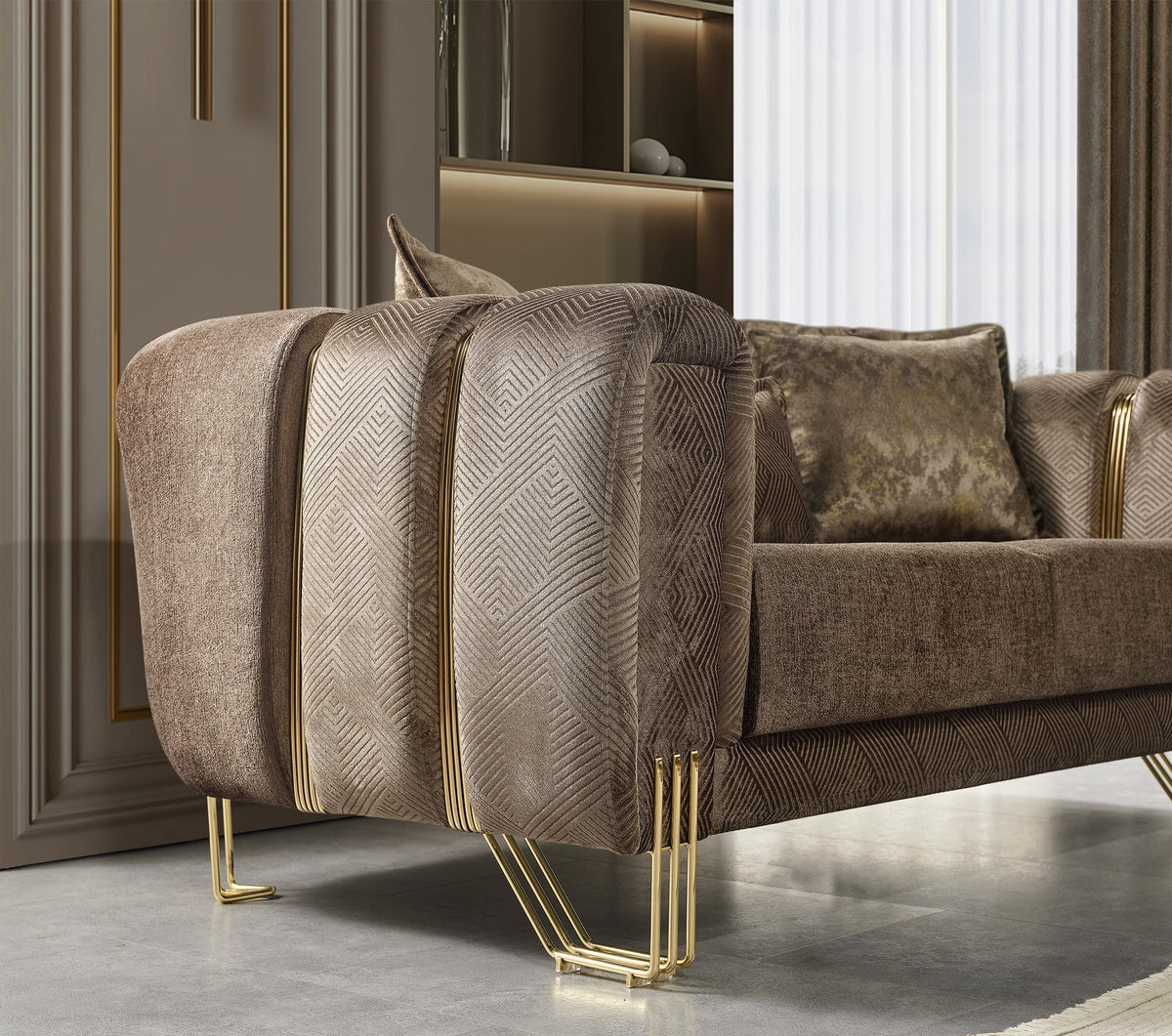 Santana Coffee Velvet Living Room Set
