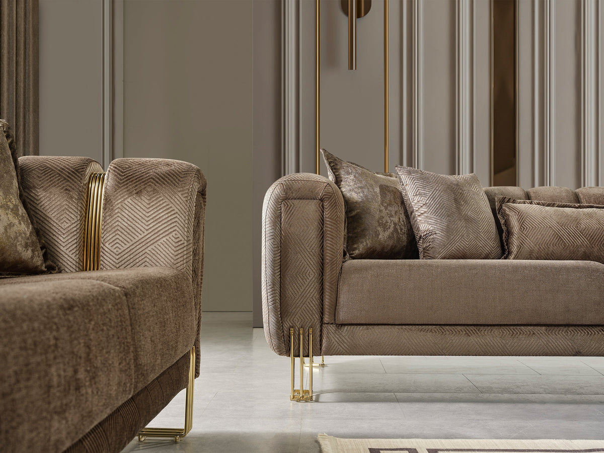 Santana Coffee Velvet Living Room Set