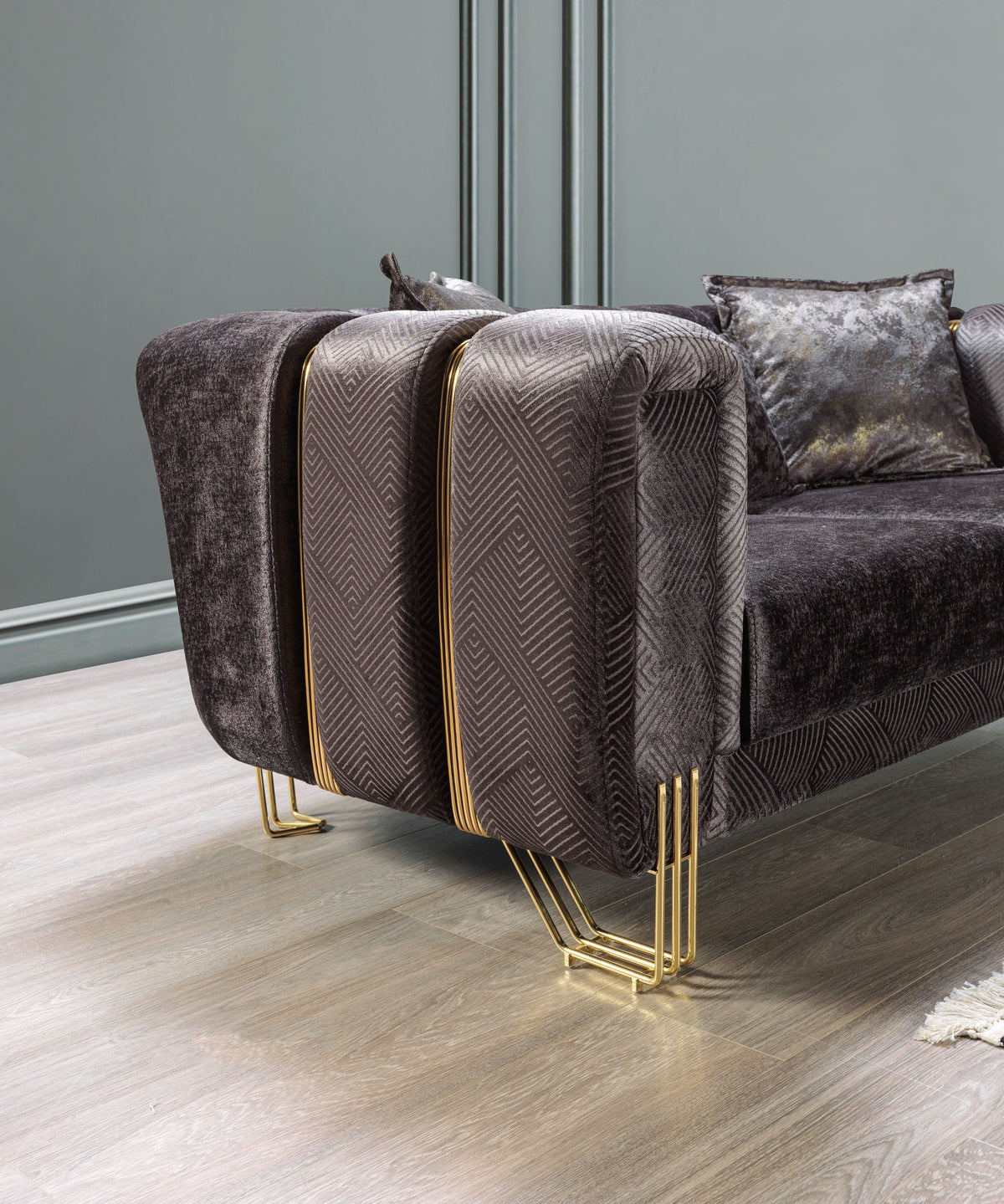 Santana Smoke Velvet Sofa