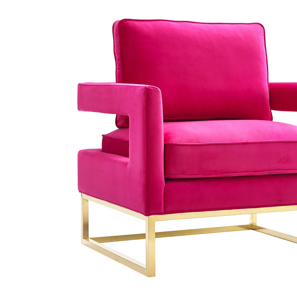 Avery Pink Velvet Chair With Polished Gold Base - UK