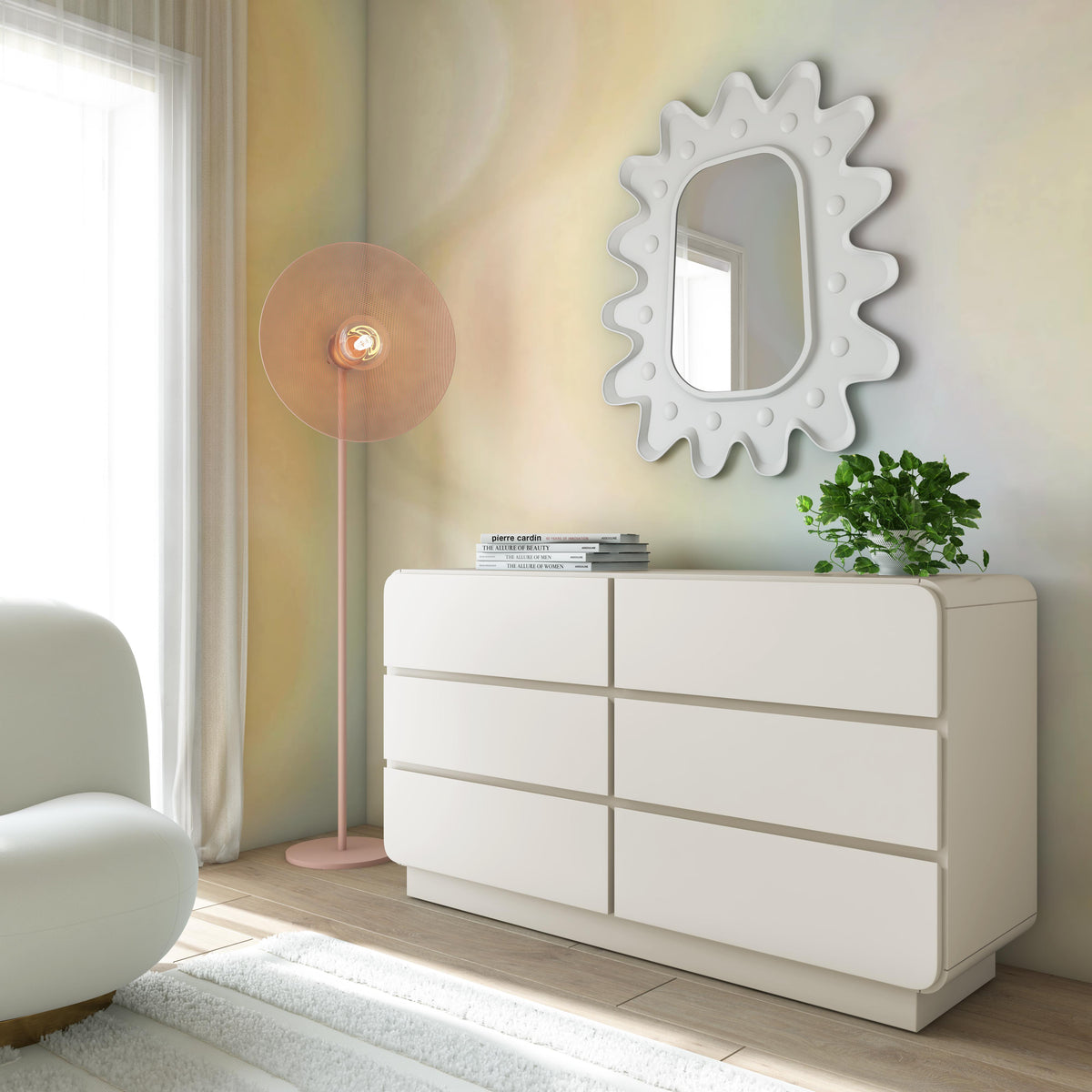 Sagura Cream 6-Drawer Dresser - UK