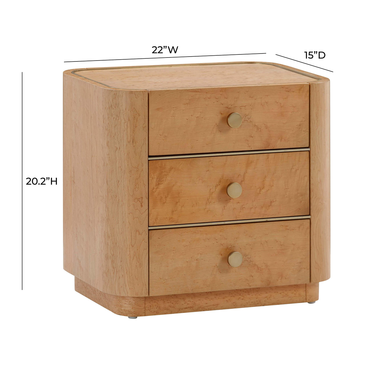 Abigail Natural Birdseye Maple Nightstand - UK