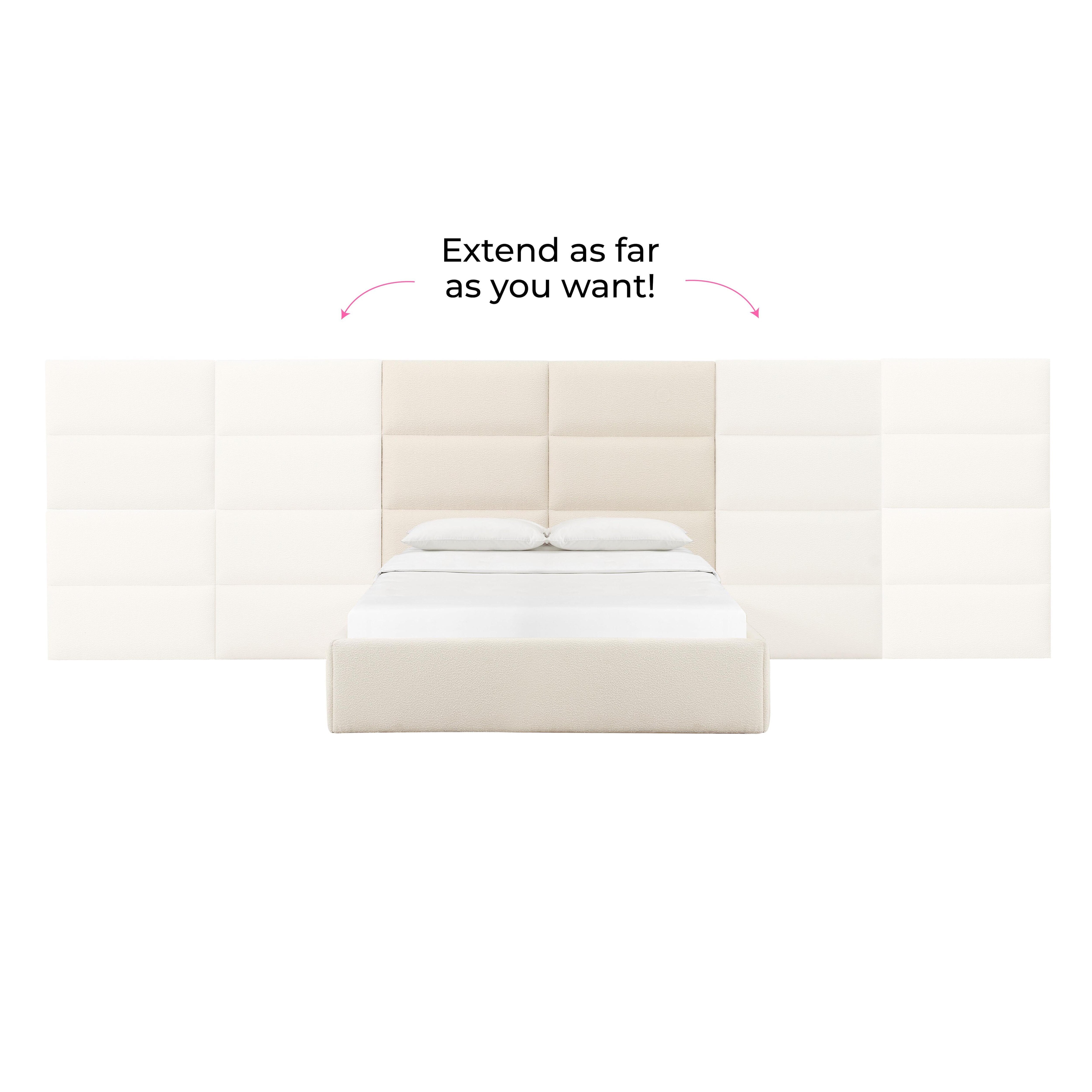 Eliana Cream Boucle Queen Bed with Wings