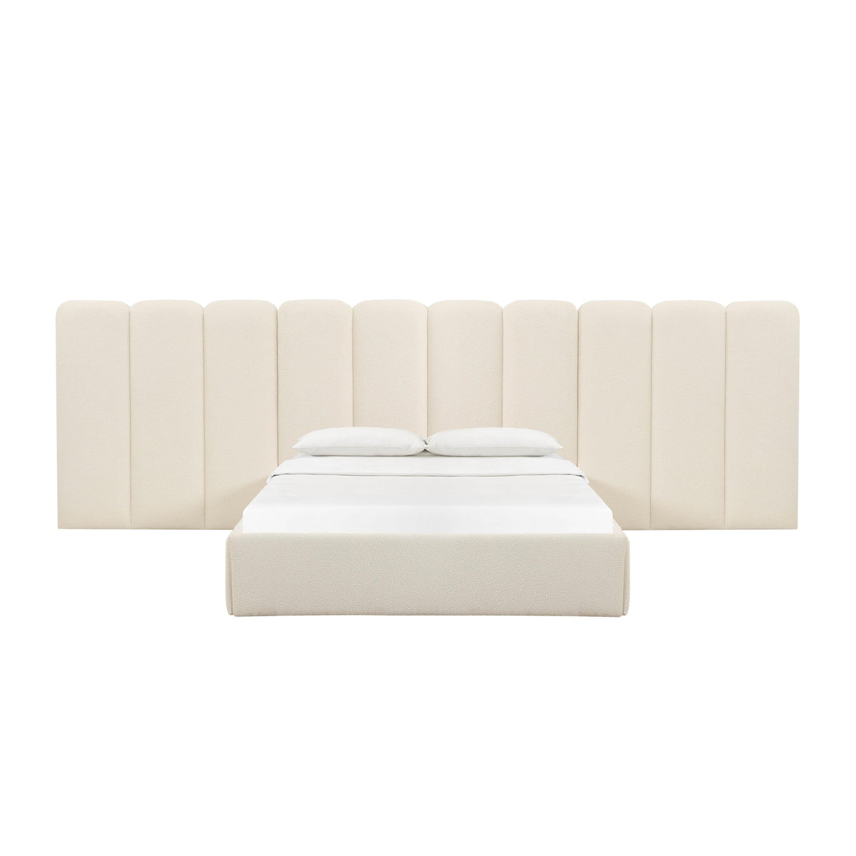 Palani Cream Boucle Queen Bed with Wings