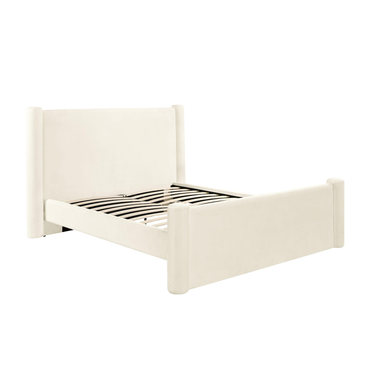 Athara Cream Velvet Queen Bed