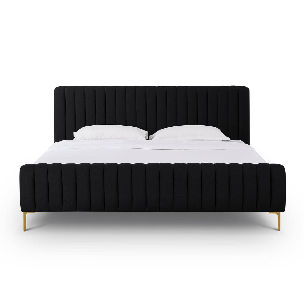Angela Black Upcycled Linen King Bed