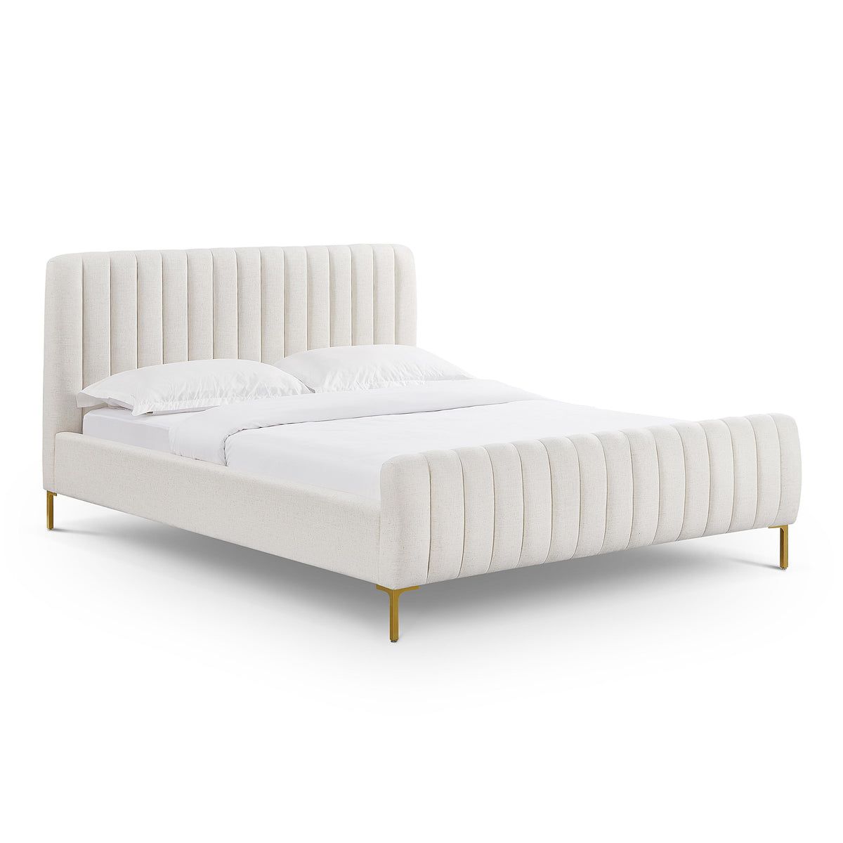 Angela Natural Upcycled Linen Queen Bed