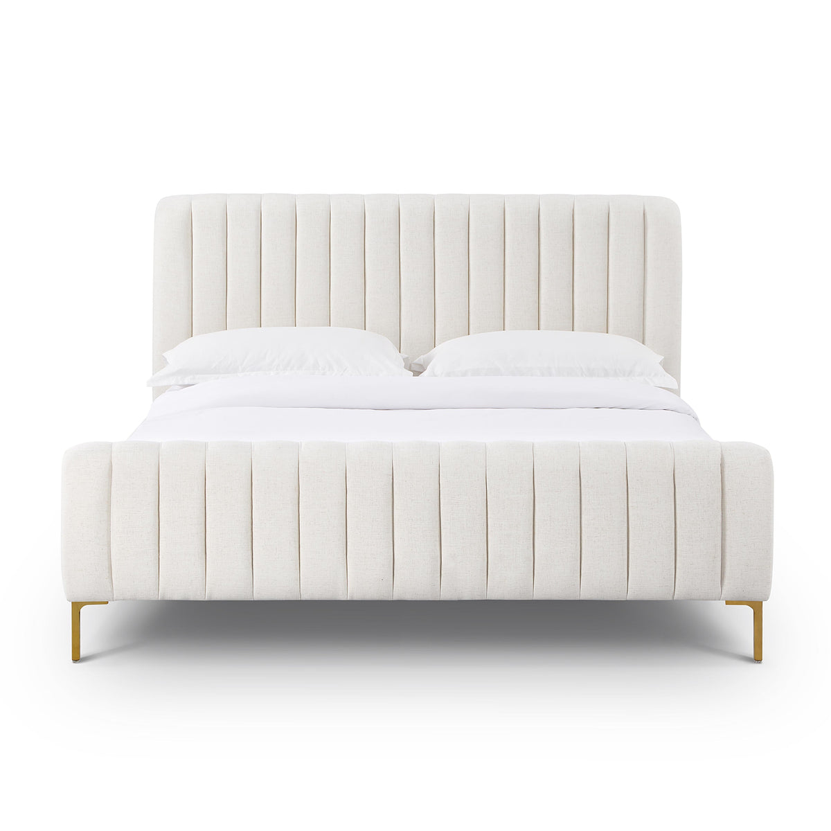 Angela Natural Upcycled Linen Queen Bed