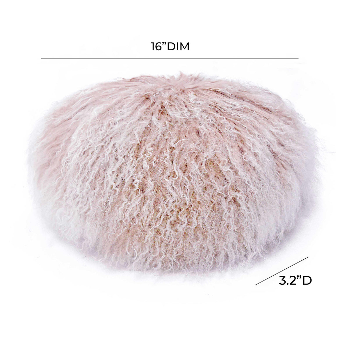 Ruby 16 Inch Genuine Tibetan Lamb Fur Round Pillow