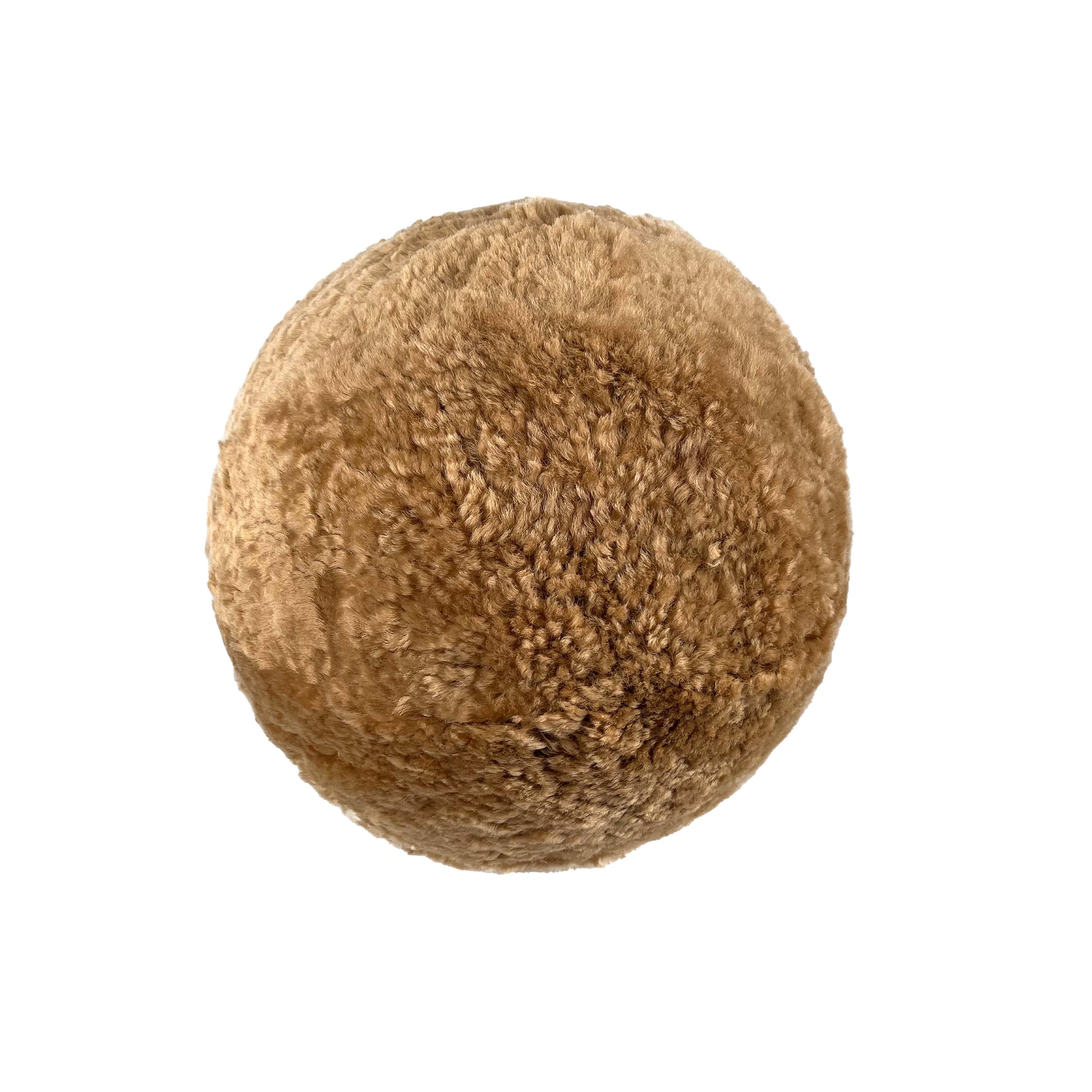 New Zealand Brown Genuine Sheepskin 8" Ball Pillow