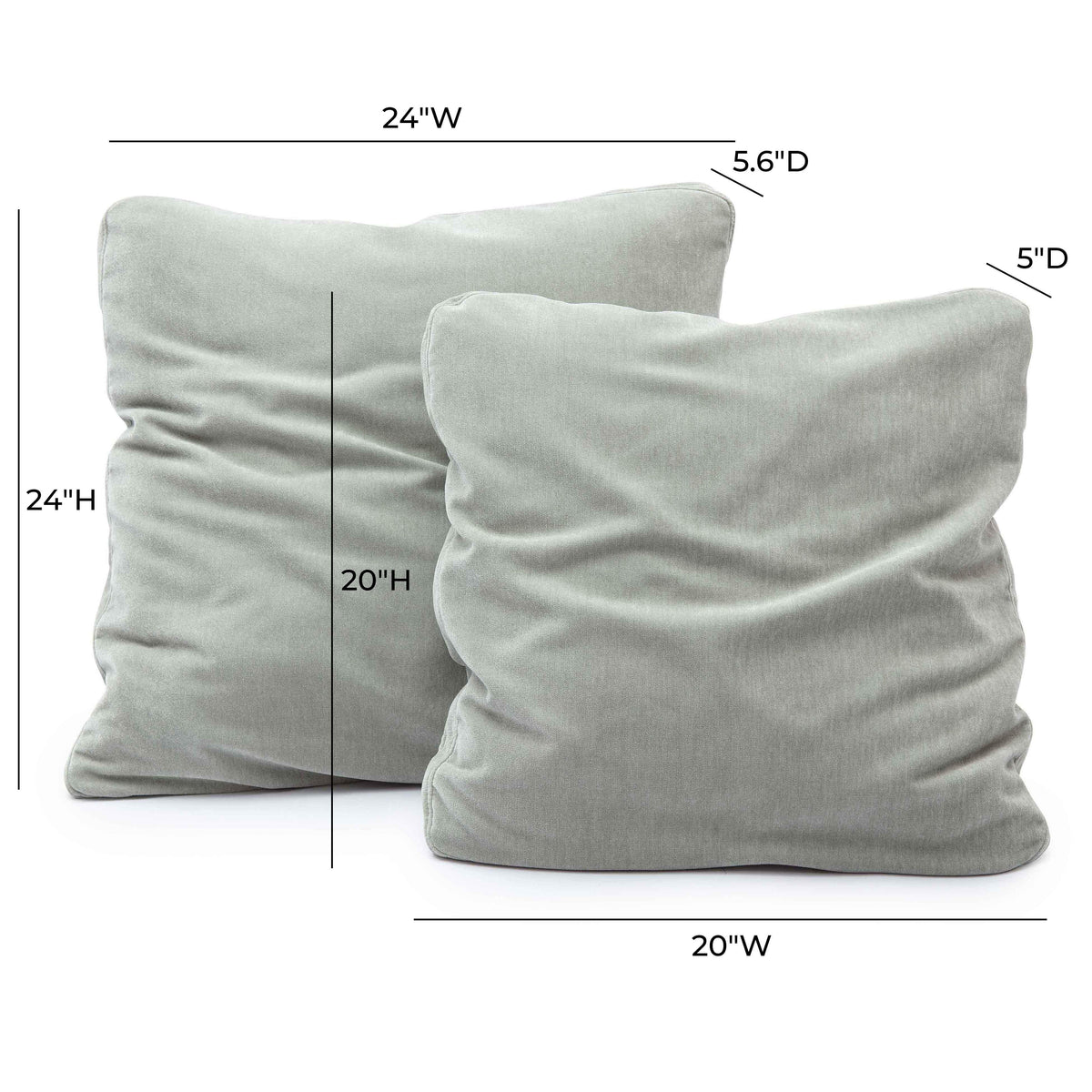 Tipsy Mint Green Upcycled Chenille 20" x 20" Square Floppy Pillow