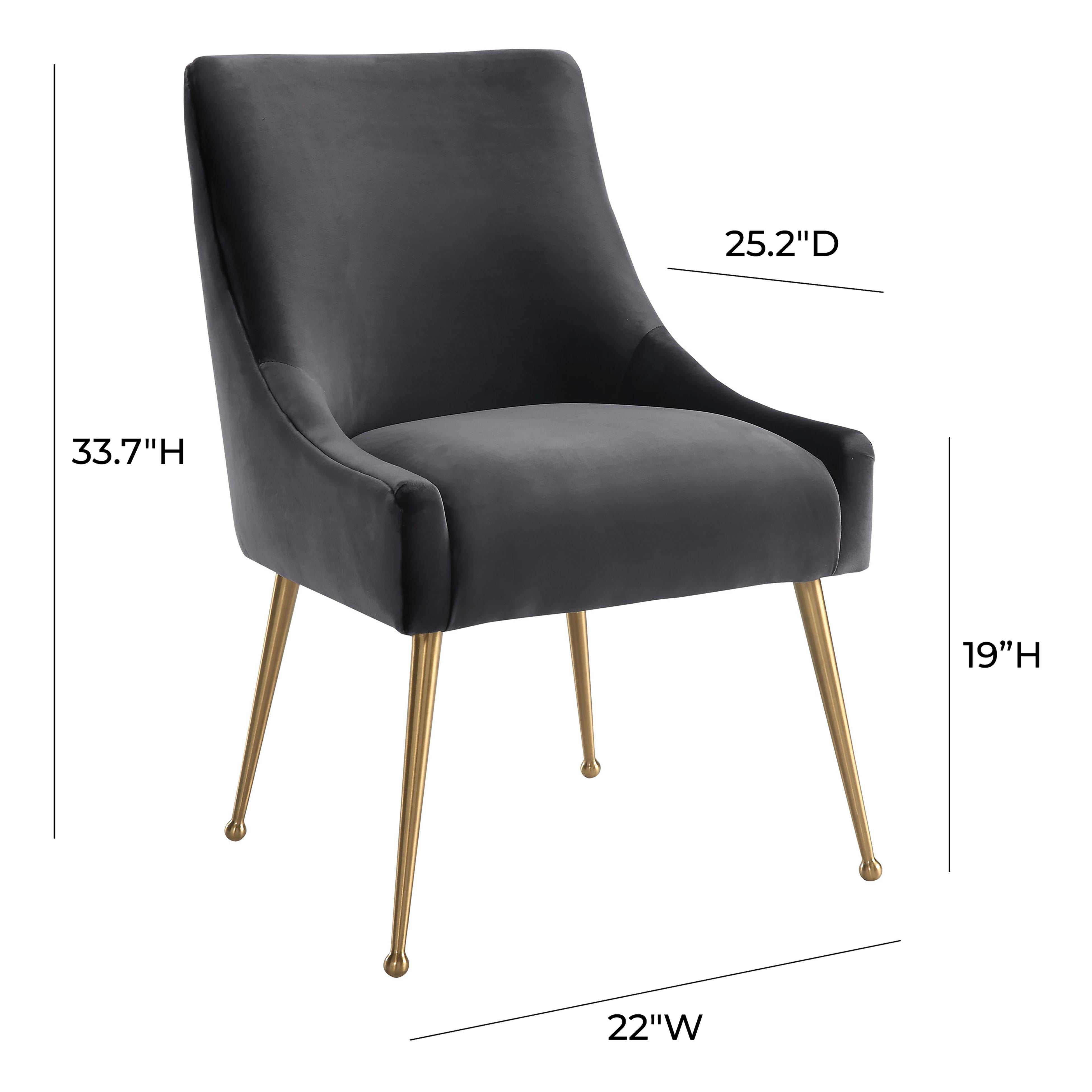 Beatrix Grey Velvet Side Chair - UK