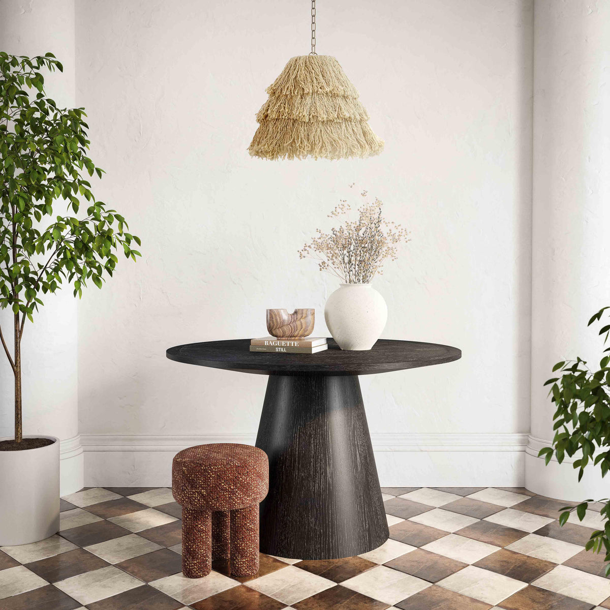 Sahara Black Oak Round Dining Table - UK