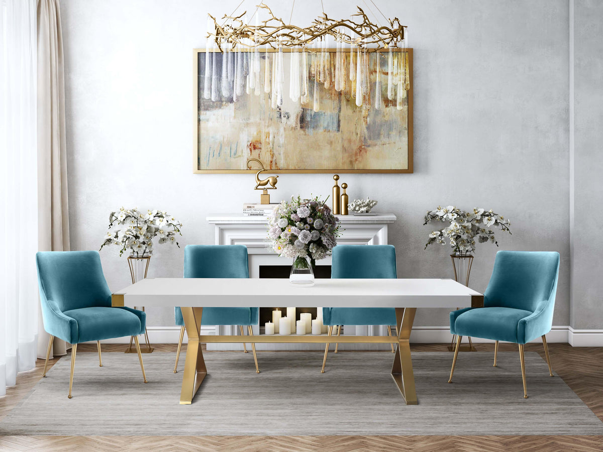 Beatrix Sea Blue Velvet Side Chair - UK