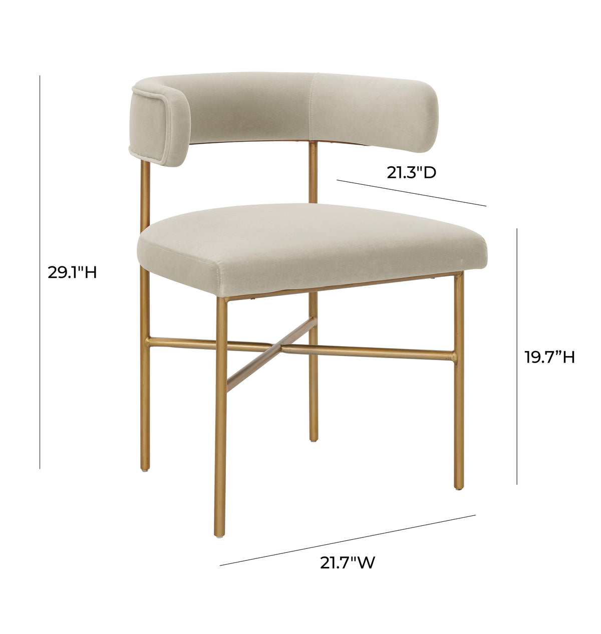 Kim Velvet Chair in Cream